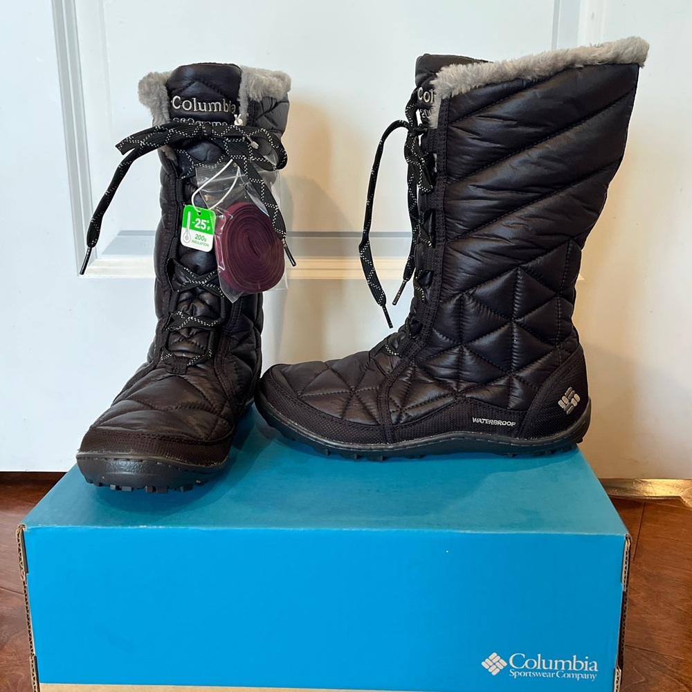 NWT! Columbia Waterproof Powder Summit Women's Quilted Black Winter Boots